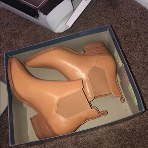 Brown leather booties
